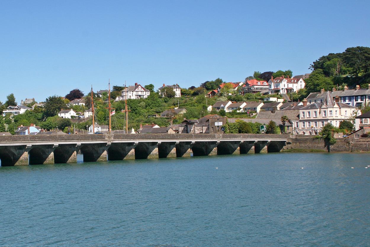 Town with water bridge in North Devon