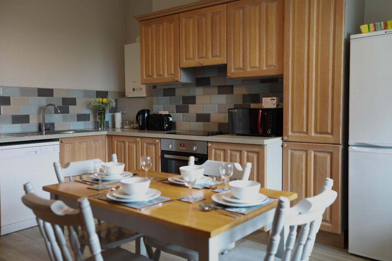 Holiday home kitchen and dining area